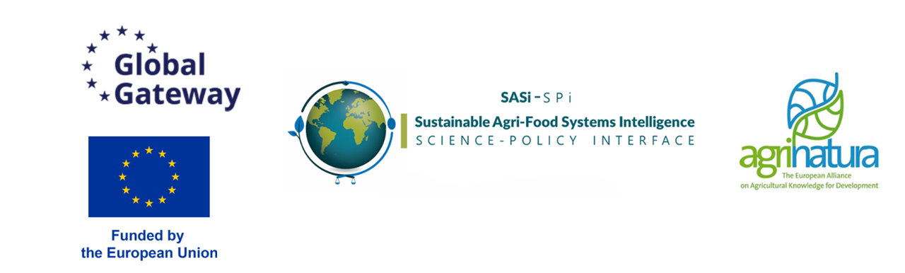 Logotypes for EU, Global Gateway, Sasi-SPi and Agrinatura.