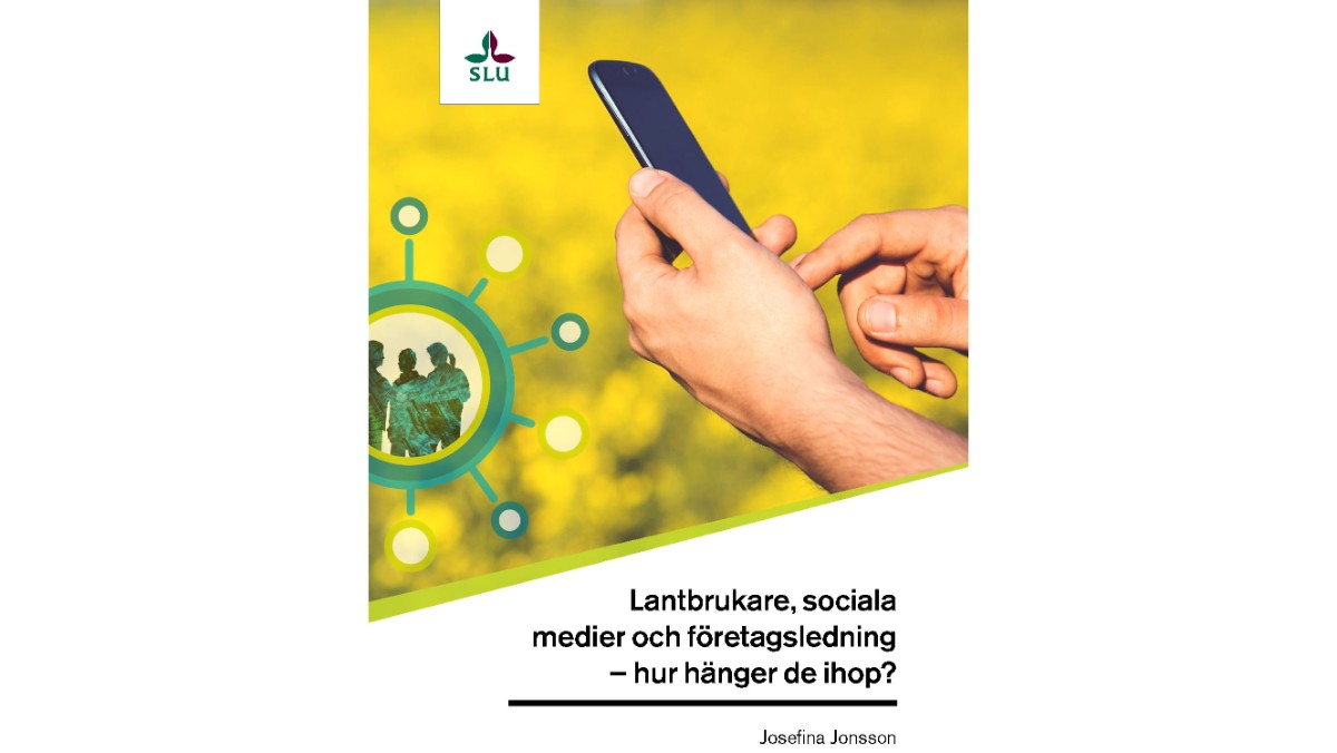 Omslagsbild till rapport med hand som håller i mobiltelefon